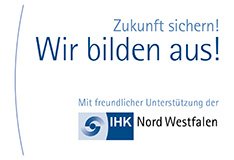 Wir bilden aus! Mit freundlicher Unterstützung der IHK Nord Westfalen.